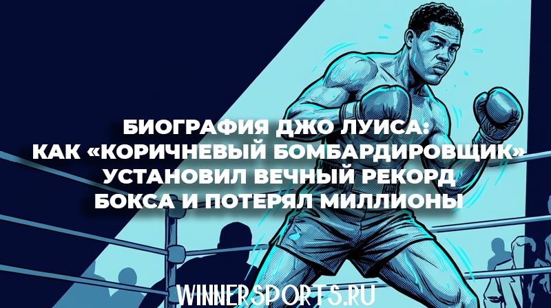 Чернокожий боксер-тяжеловес Джо Луис стоит на ринге в боксерских перчатках