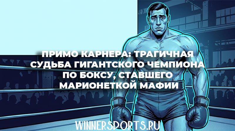 Гигантский итальянский боксер Примо Карнера на ринге во время поединка